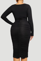 Built-In Shapewear Bodycon Dress | Square-Neck, Long Sleeve