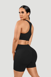 V-Neck Seamless Biker Set – Push-Up, Butt Lift, Tummy Control