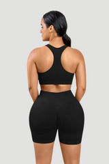 V-Neck Seamless Biker Set – Push-Up, Butt Lift, Tummy Control