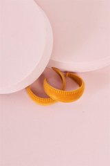 Mustard Velvet Statement Hoops – 90s Inspired Flat Earrings