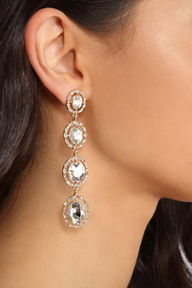 Oval Rhinestone Dangle Earrings | Elegant & Sparkling Jewelry