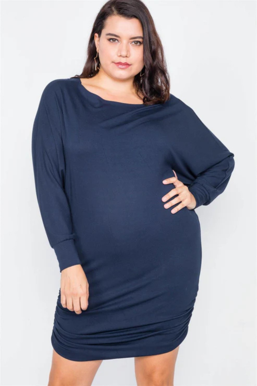 Plus Size Navy Batwing Mini Dress | Comfy & Stylish Fit