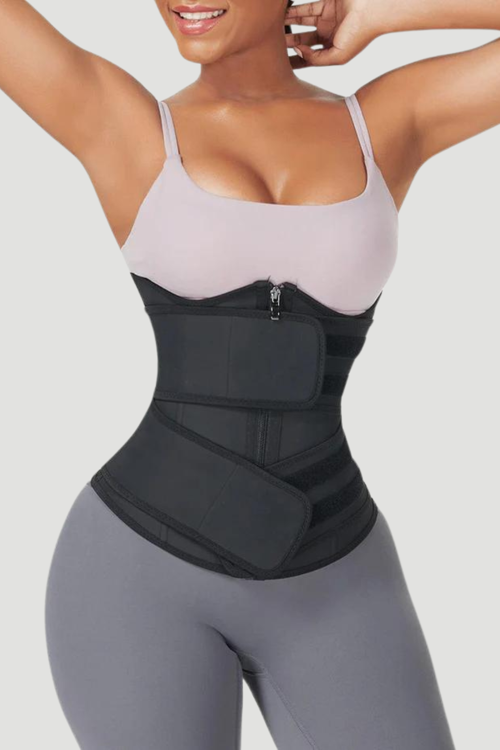 Double Belt Underbust Latex Waist Trainer for Tummy Control