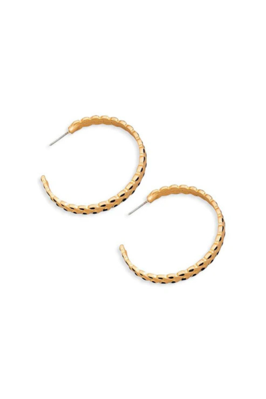 Gold Chevron Hoop Earrings with Leaf Accents | Elegant Look