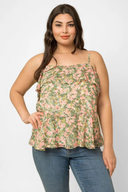 Plus Size Ruffle Floral Top – Square Neck Boho Style