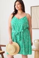 Plus Size Floral Boho Midi Dress | Sleeveless & Waist Tie