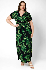 Plus Size Front Twist Tropical Maxi Dress – Vacation Ready