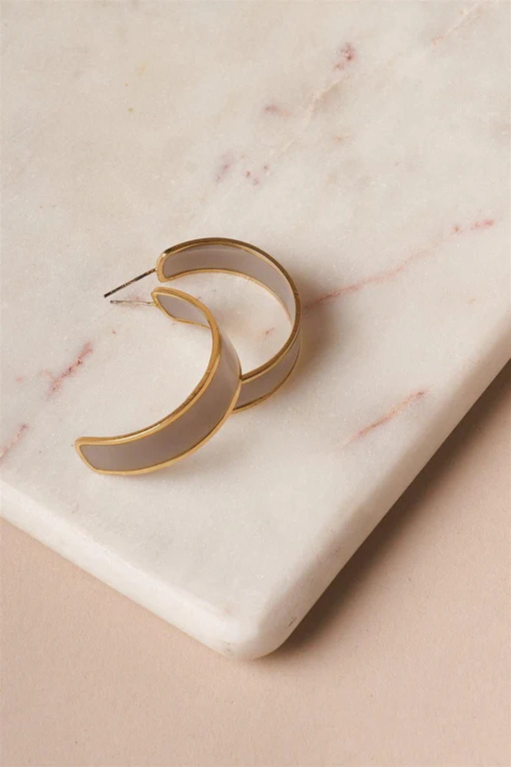 Grey Enamel Half Hoop Earrings | Sleek & Modern Jewelry