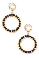 Circle Chain Drop Earrings | Smiley Face Design