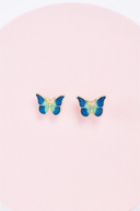 Blue Butterfly Stud Earrings – Gold Base | Cute Small Jewelry