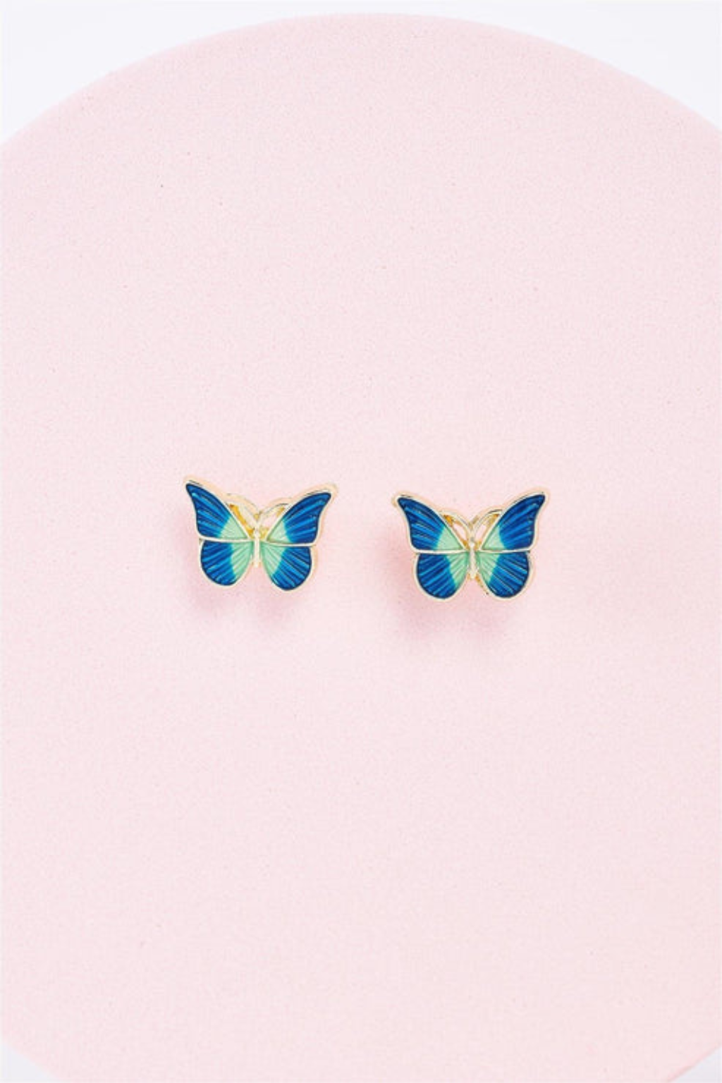 Blue Butterfly Stud Earrings – Gold Base | Cute Small Jewelry