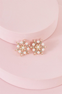 Golden Frost Studs | Gold & Pearl Snowflake Earrings for Festive Glam