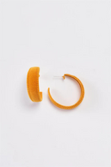 Mustard Velvet Statement Hoops – 90s Inspired Flat Earrings