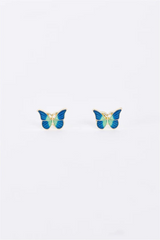 Blue Butterfly Stud Earrings – Gold Base | Cute Small Jewelry