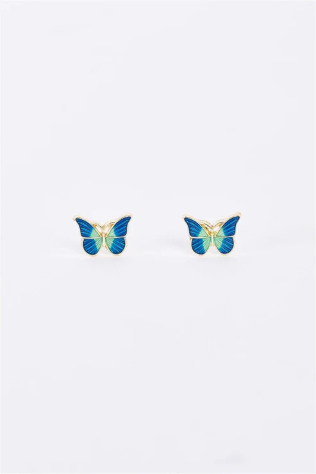 Blue Butterfly Stud Earrings – Gold Base | Cute Small Jewelry