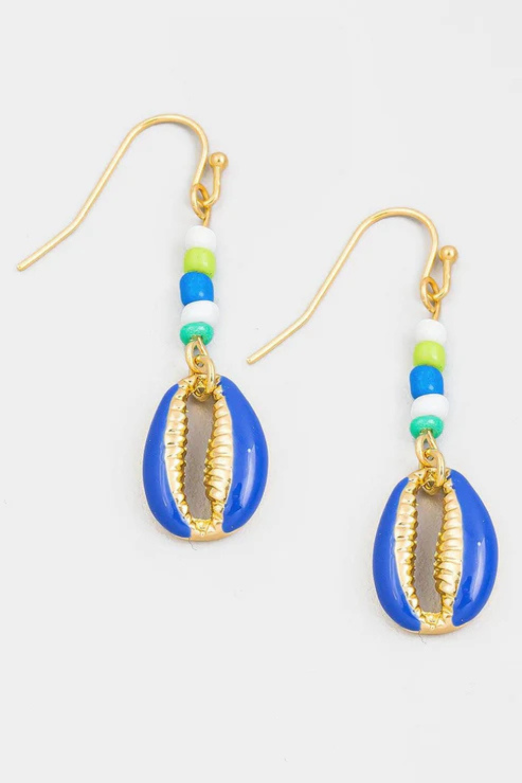 Colorful Beaded Cowrie Shell Drop Earrings – Boho Beach Style