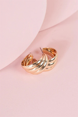 Gold Twisted Hoop Earrings | Triple Layered Statement Hoops