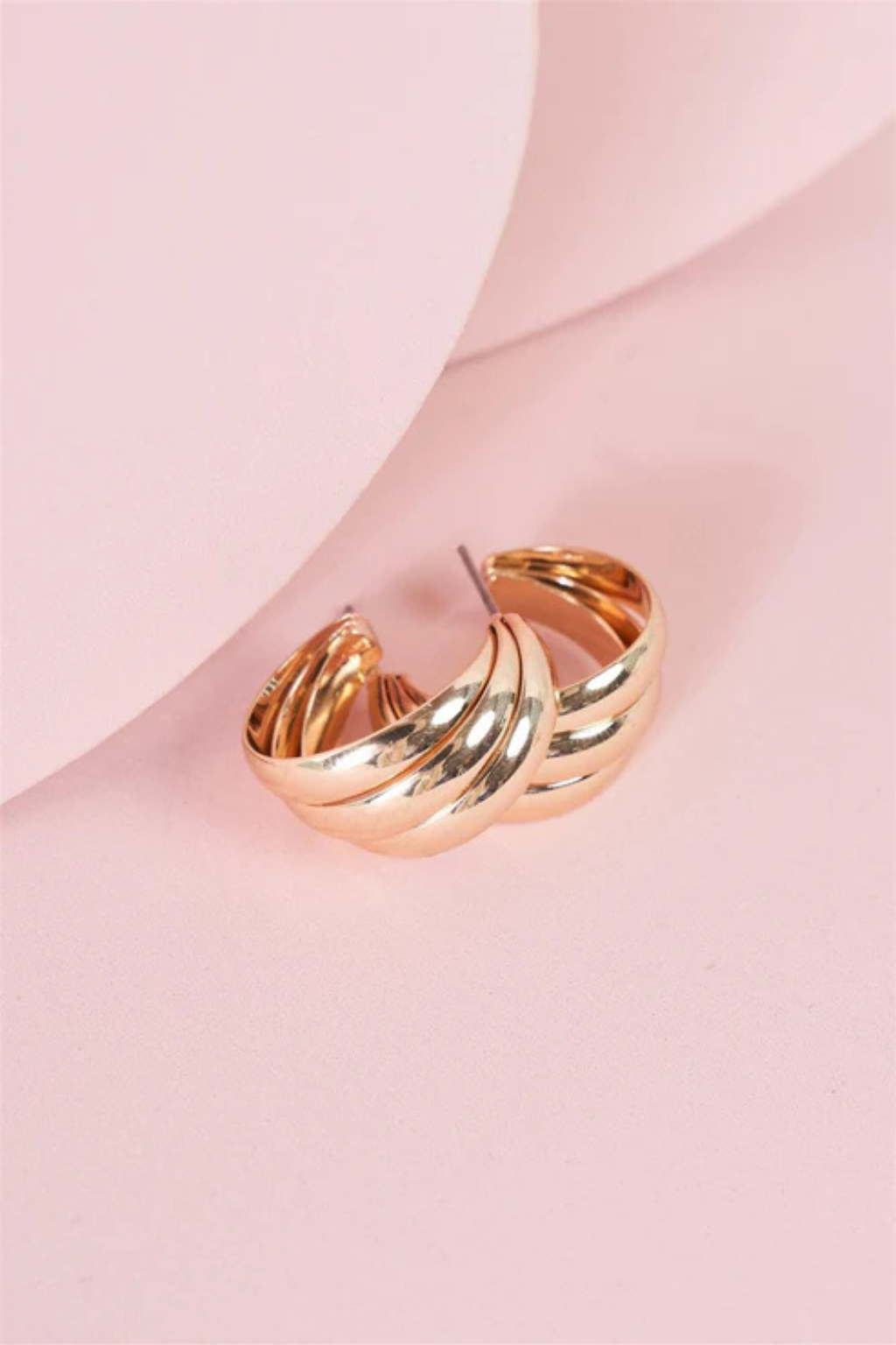 Gold Twisted Hoop Earrings | Triple Layered Statement Hoops