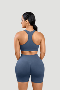 V-Neck Seamless Biker Set – Push-Up, Butt Lift, Tummy Control