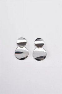 Metallic Silver Double Dangle Earrings – Bent Double Plate