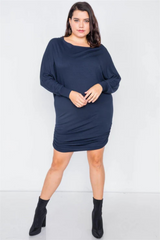 Plus Size Navy Batwing Mini Dress | Comfy & Stylish Fit