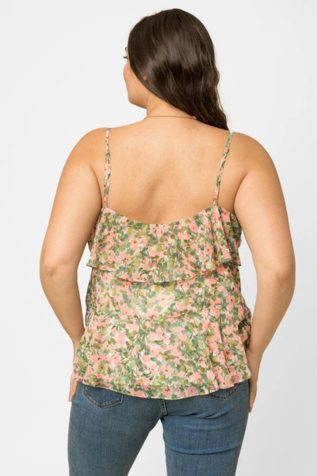 Plus Size Ruffle Floral Top – Square Neck Boho Style