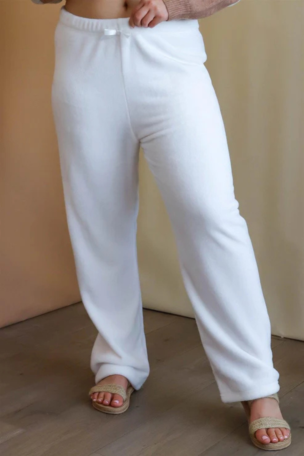 Cozy Ivory Lounge Pants for Women – Plus Size Wide Leg Fit