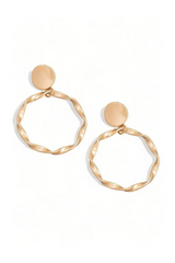 Gold Twisted Hoop Drop Earrings - Boho Chic Statement Jewelry