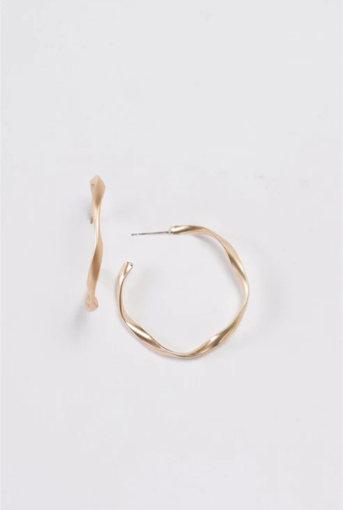 Gold Twisted Hoop Earrings | Elegant Matte Finish Jewelry