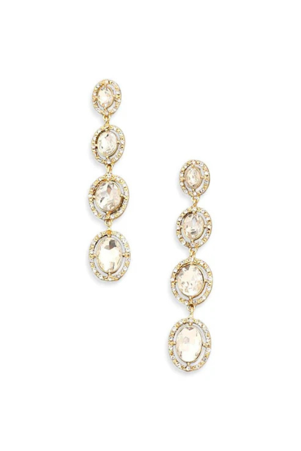 Oval Rhinestone Dangle Earrings | Elegant & Sparkling Jewelry