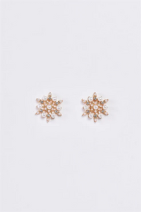 Golden Frost Studs | Gold & Pearl Snowflake Earrings for Festive Glam