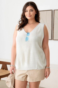 Plus Size Sleeveless Knit Sweater Tank - Relaxed Fit & Comfy