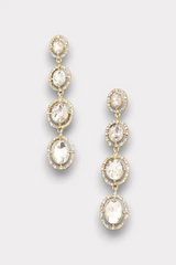 Oval Rhinestone Dangle Earrings | Elegant & Sparkling Jewelry