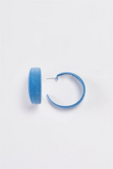 Trendy Blue Velvet Hoops | 90s-Inspired Flat Hoop Earrings