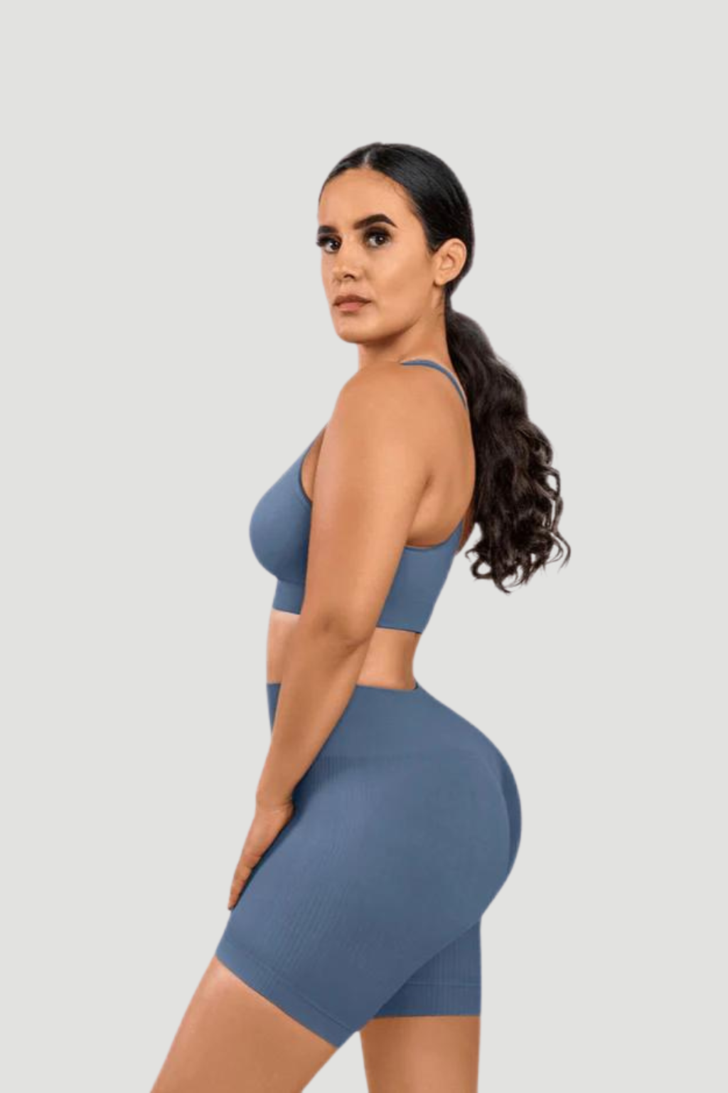 V-Neck Seamless Biker Set – Push-Up, Butt Lift, Tummy Control