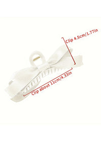 White Bow Decor Large Hair Claw Clip