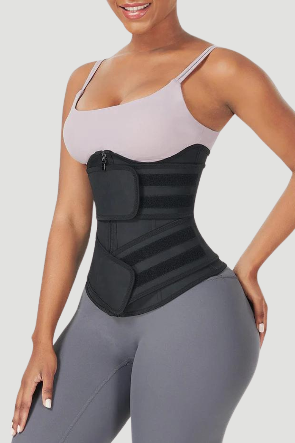 Double Belt Underbust Latex Waist Trainer for Tummy Control