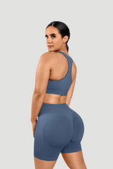 V-Neck Seamless Biker Set – Push-Up, Butt Lift, Tummy Control