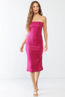 Strapless Geo Midi Dress with Side Slit | Magenta & Jade