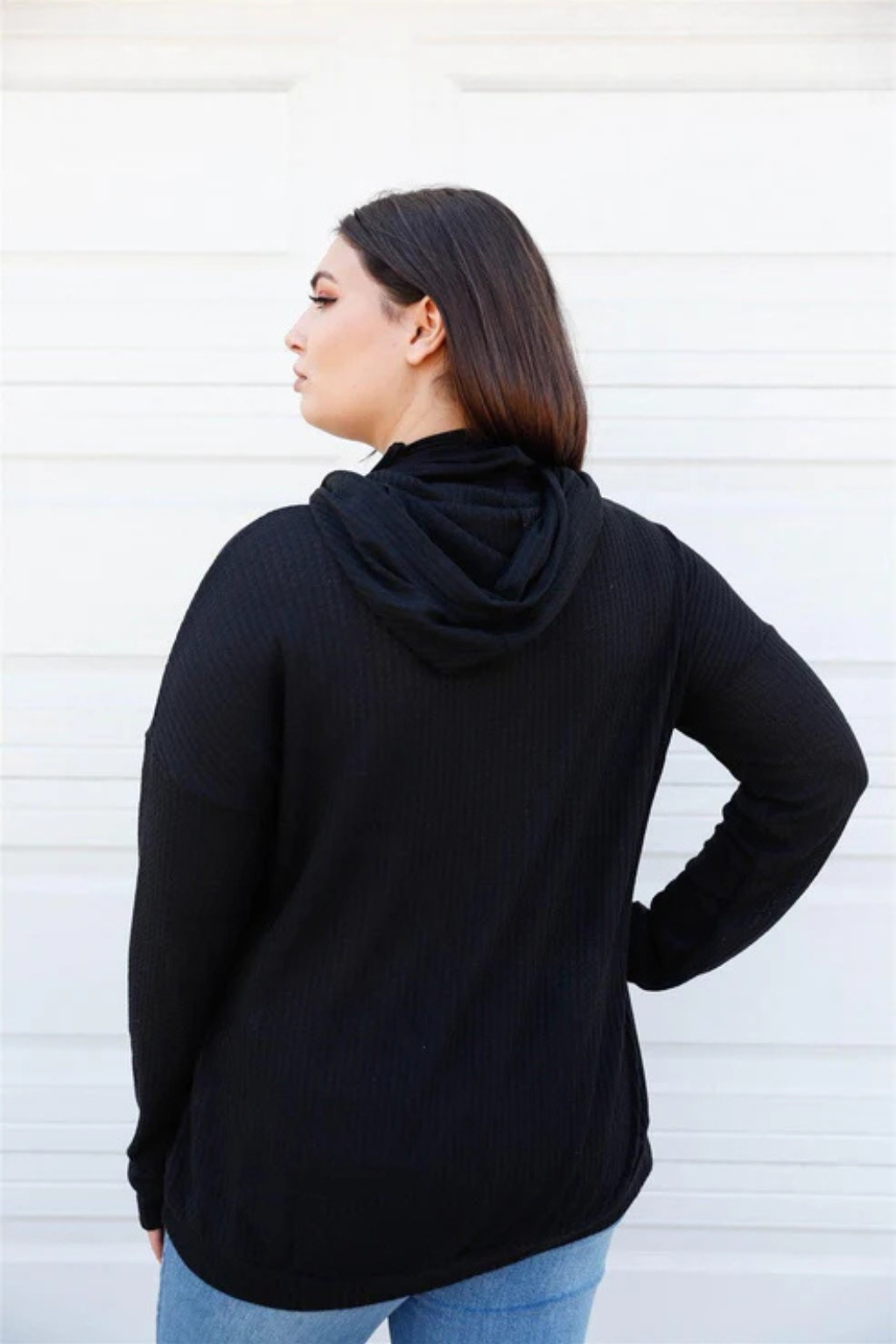 Plus Size Black Hoodie with Mask Neck | Comfy & Stylish Sweatshirt