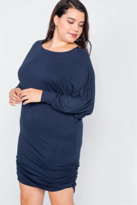 Plus Size Navy Batwing Mini Dress | Comfy & Stylish Fit