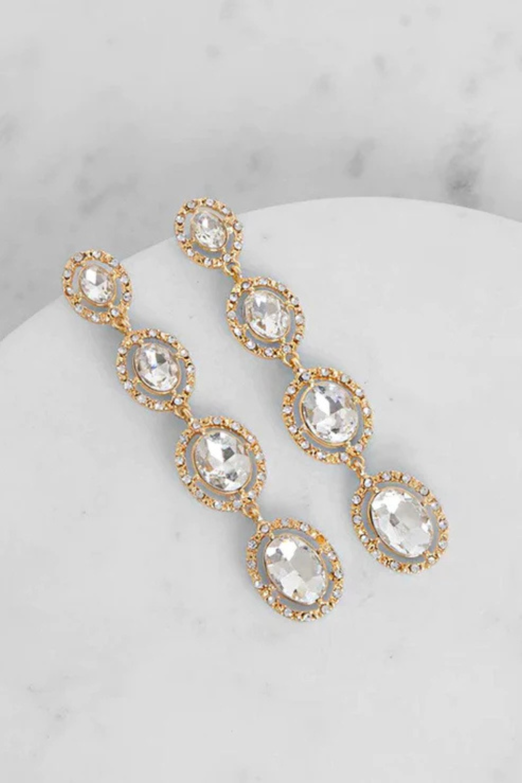 Oval Rhinestone Dangle Earrings | Elegant & Sparkling Jewelry