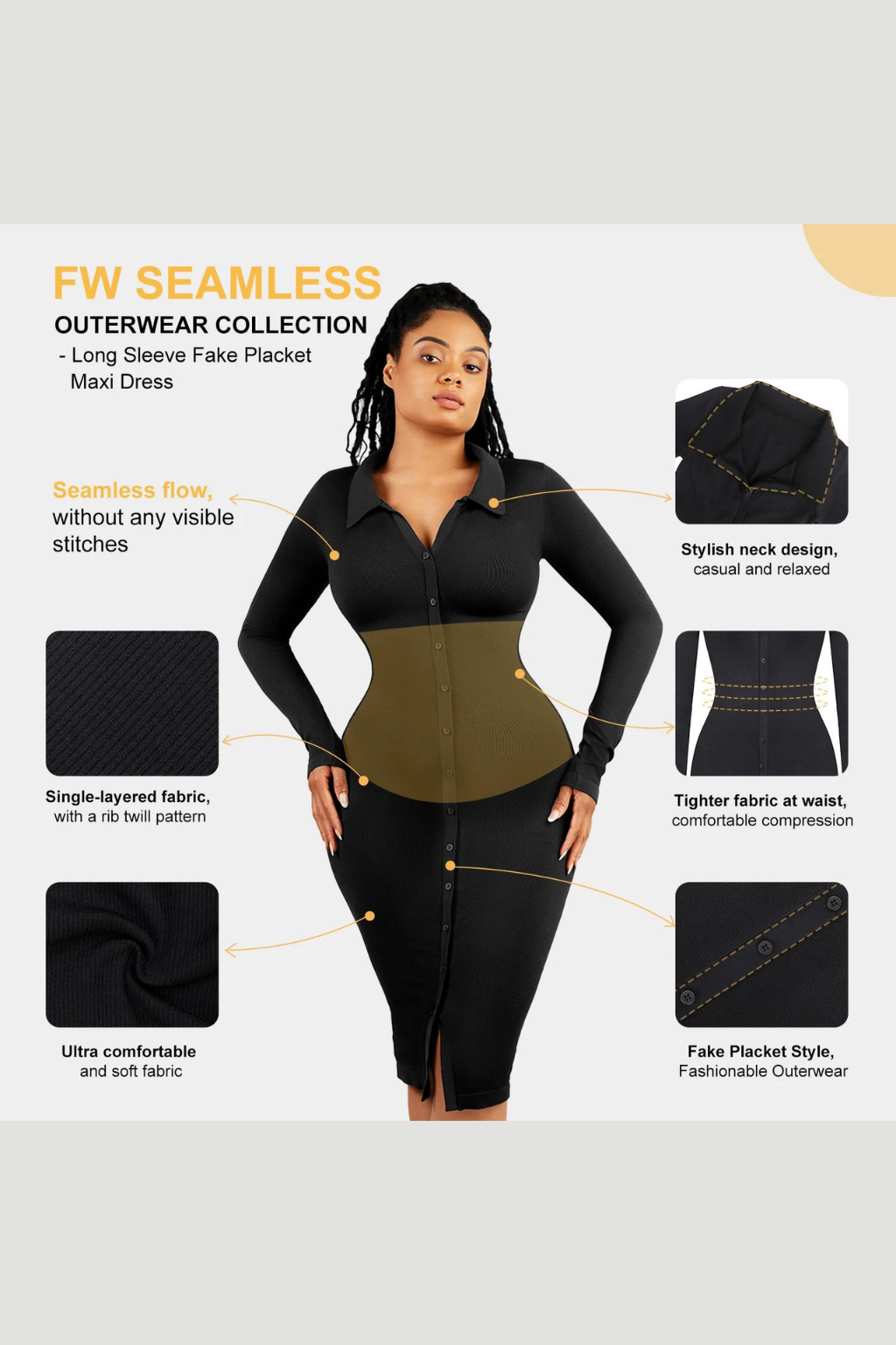 RetroFit Waist Shaping Shirt Dress – Seamless & Fashionable