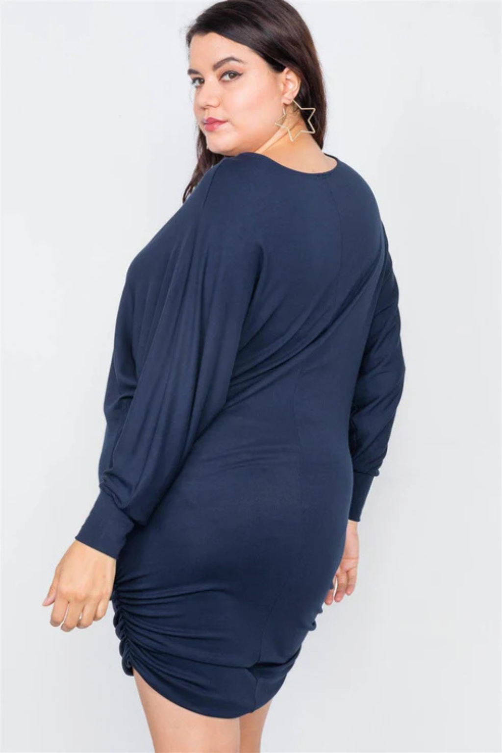 Plus Size Navy Batwing Mini Dress | Comfy & Stylish Fit