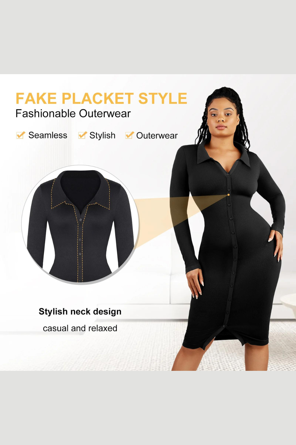 RetroFit Waist Shaping Shirt Dress – Seamless & Fashionable