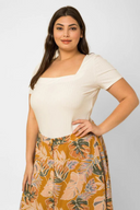 Soft Stretch Plus Size Square Neck Bodysuit - Short Sleeve Essential