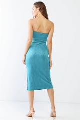 Strapless Geo Midi Dress with Side Slit | Magenta & Jade