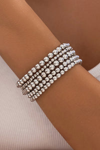 Silvery 5pcs/set Beaded Bracelet Set