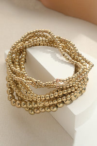 Gold 7pcs/Set Minimalist Plated Beaded Luxury Bracelet Set