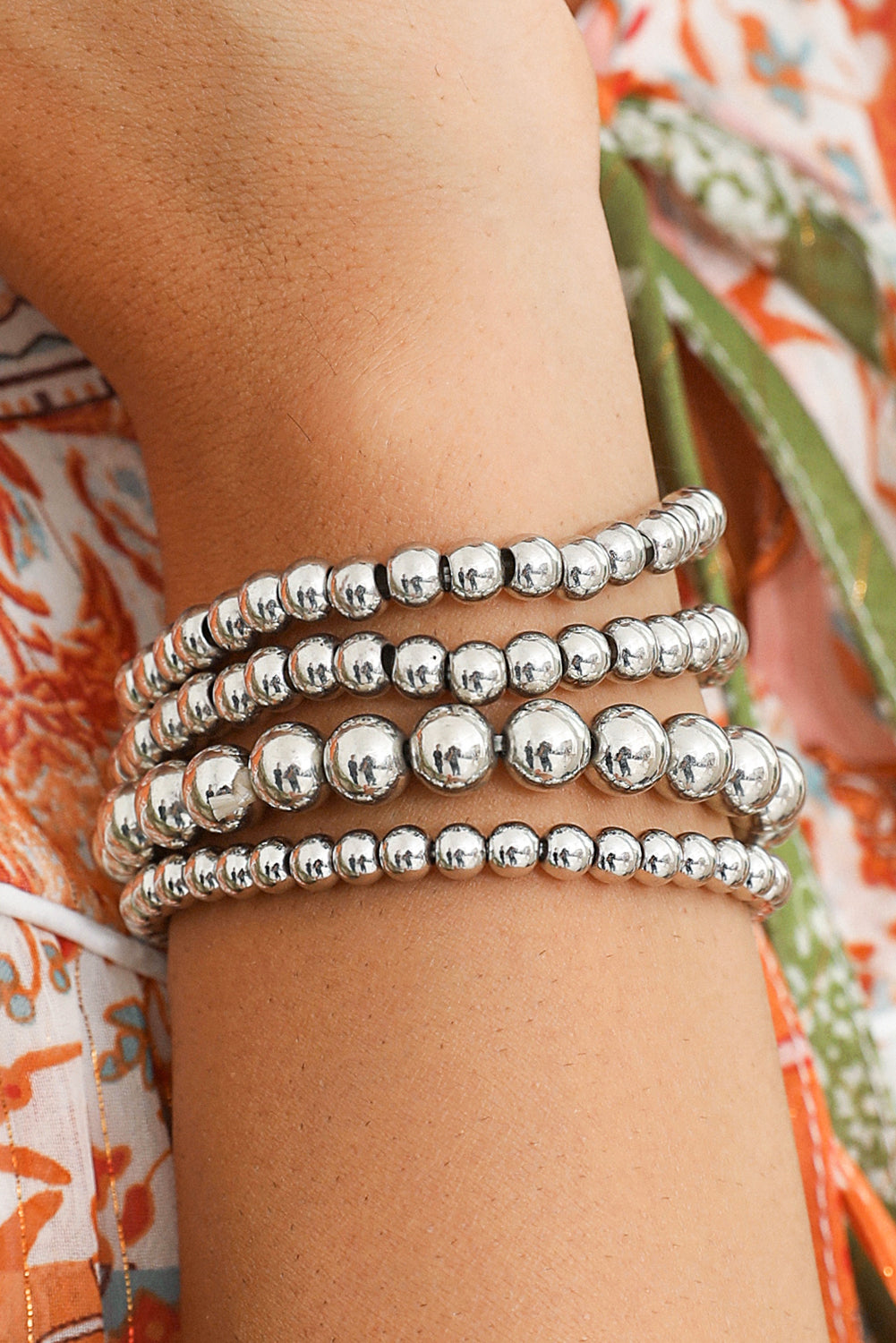 White Multi Layered Beaded Bracelet